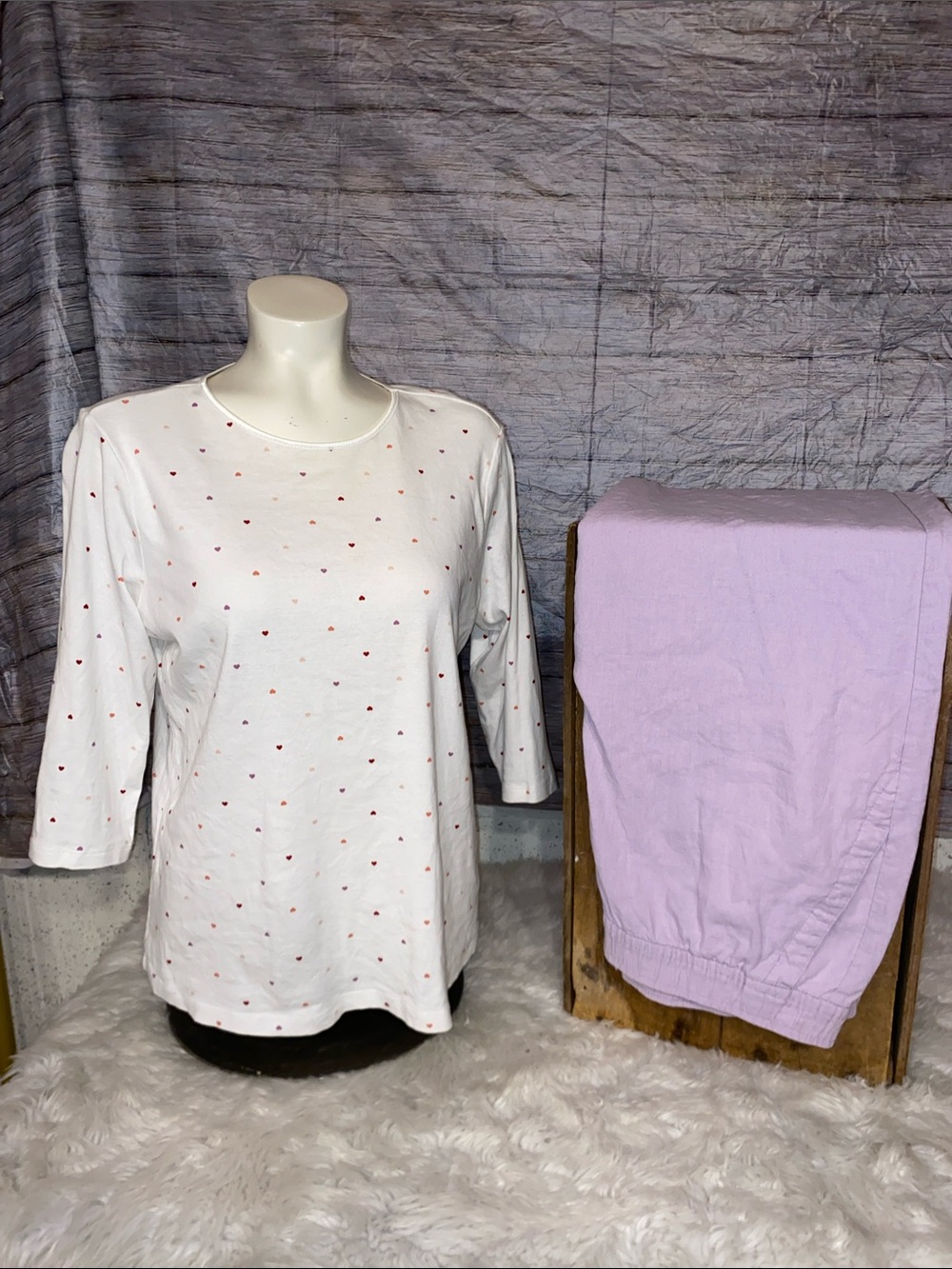 Christopher & Banks 3/4 Sleeves Casual Heart Print Top